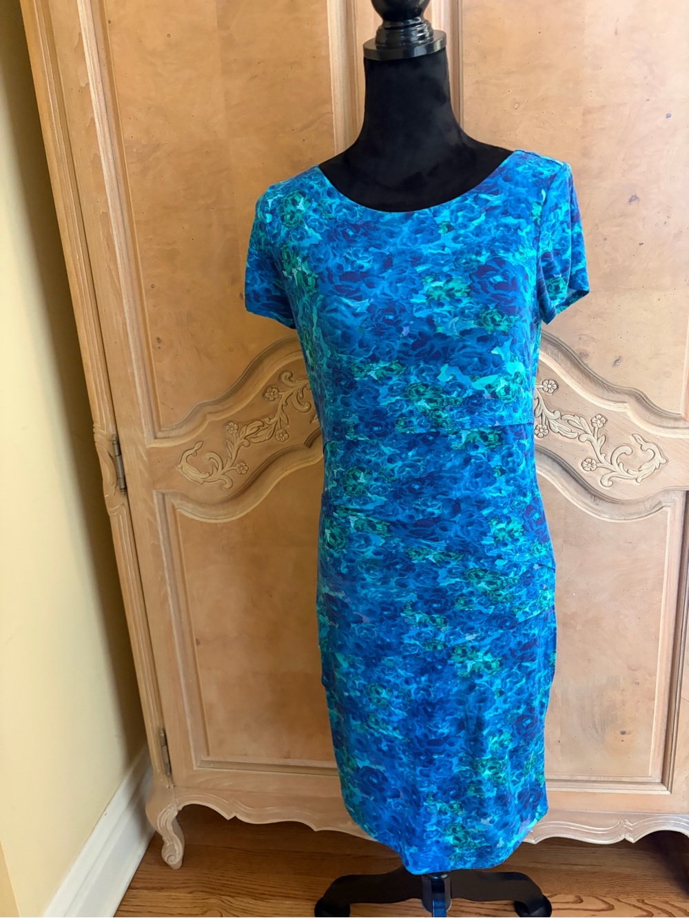 Blue Floral Ponte Sheath Dress from Neiman Marcuse